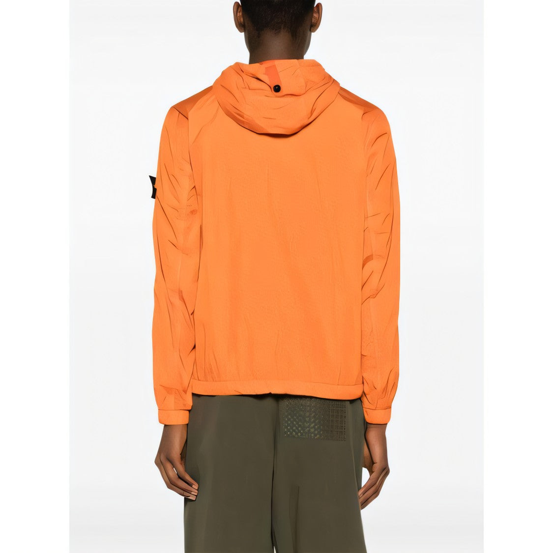 Stone Island Crinkled Texture Zip-Up Jacket With Hood