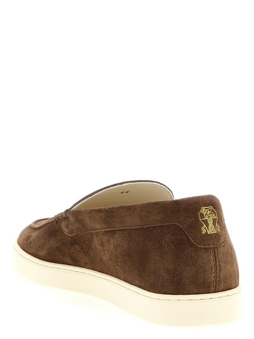 Brunello Cucinelli Suede Loafers Sneakers With Chevron Design