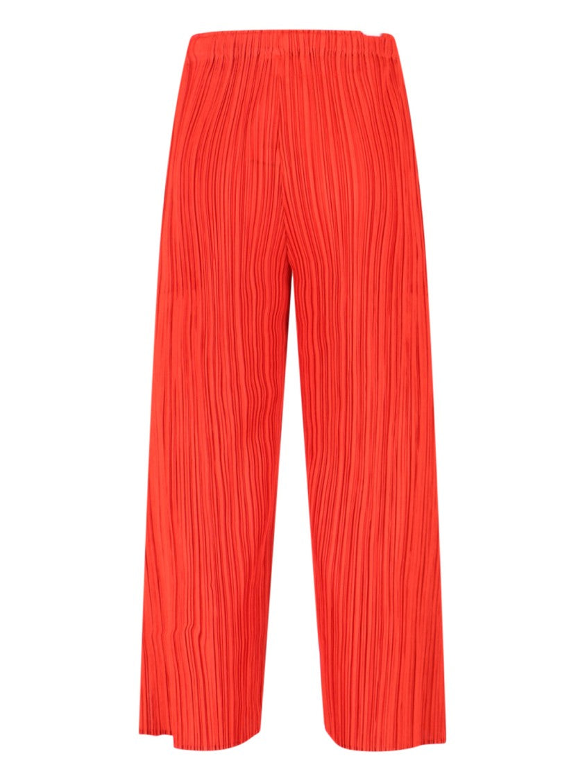 Pleats Please Wide-Leg Cropped Trousers With Distinctive Pleated Texture