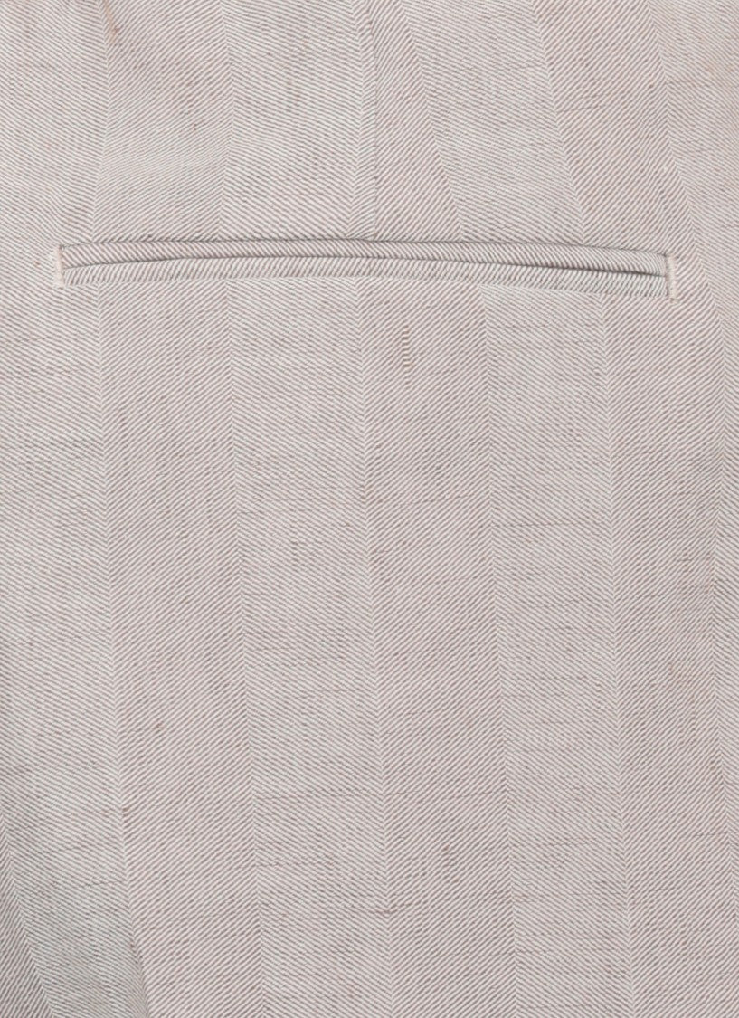 Pt Torino Beige Striped Waist Linen-Cotton Pants