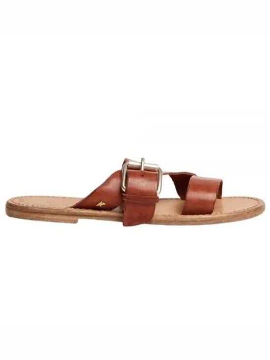 Golden Goose Flat Slide Sandal With Two Wide Straps And Metallic Buckle
