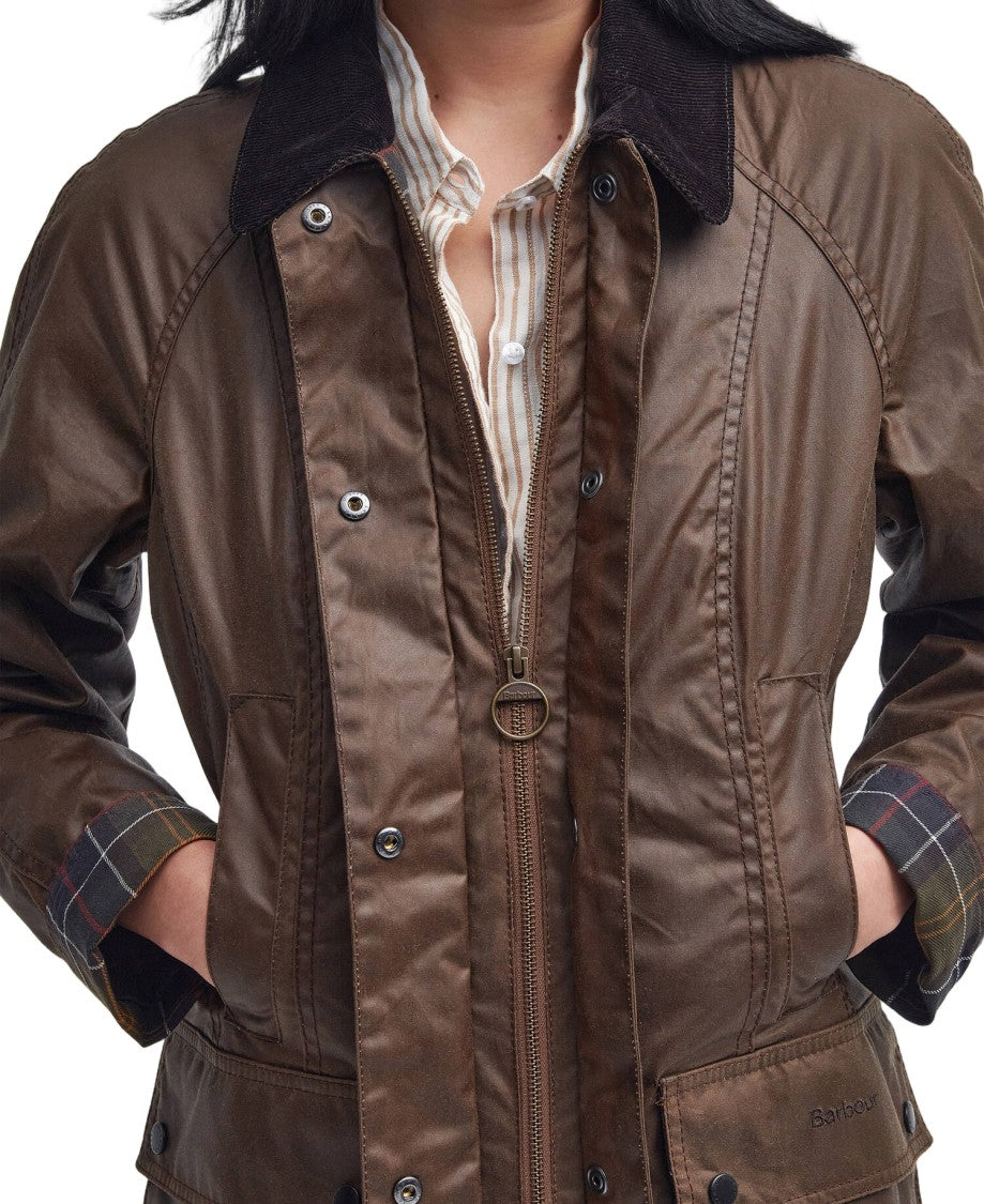 Barbour Beadnell Wax Jacket With Velvet Collar