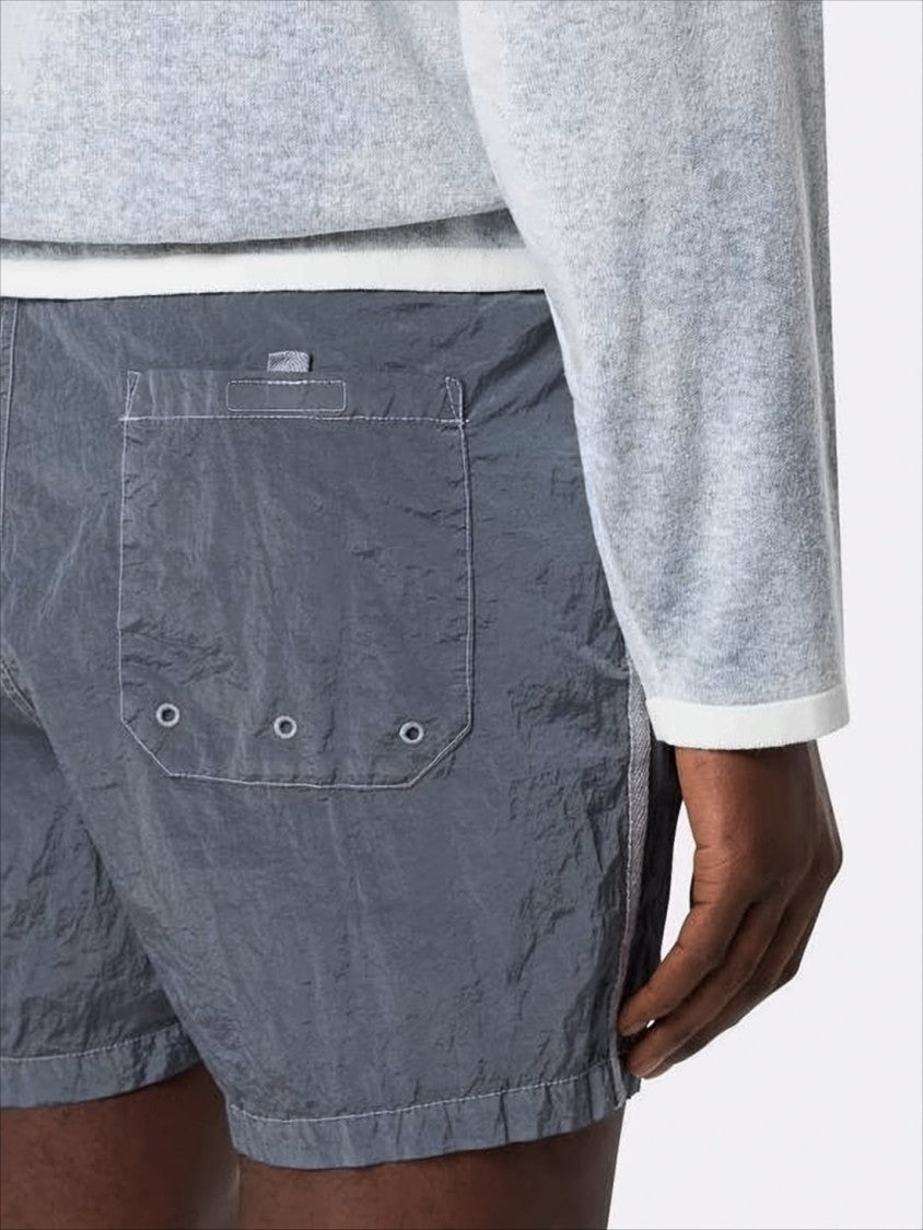 Stone Island Muted Grey Crinkled Texture Shorts