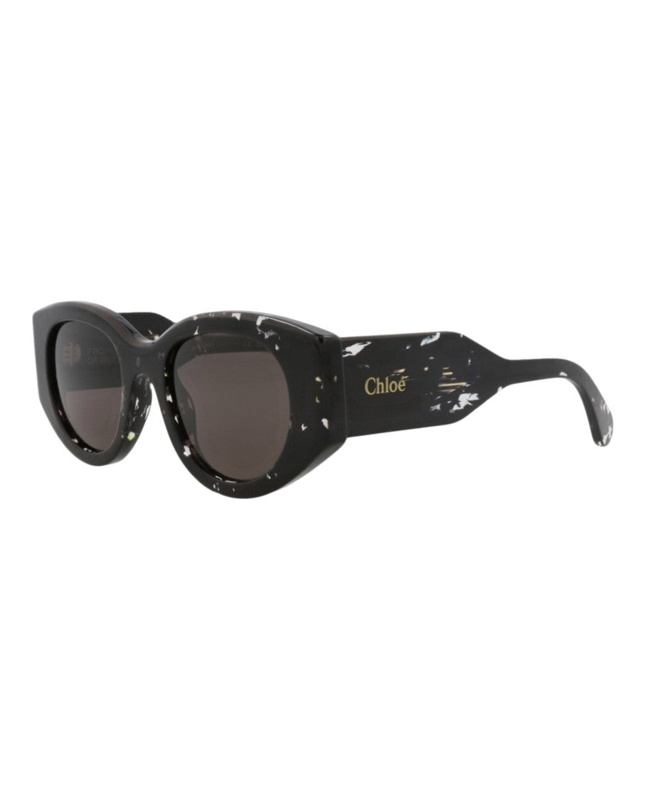 Chloé Round-Frame Recycled Acetate Sunglasses With Speckled Design