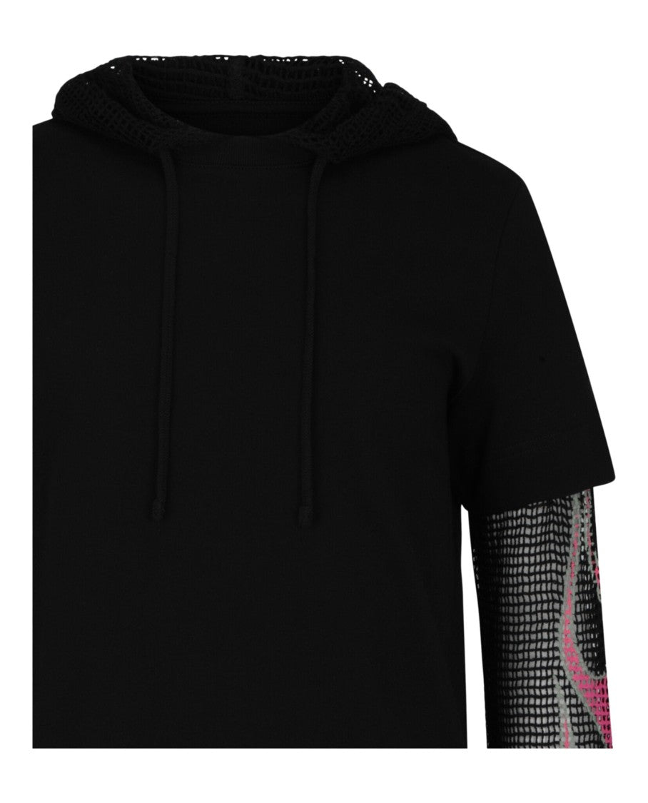 Givenchy Overlapped Hooded T-Shirt In Cotton And Mesh