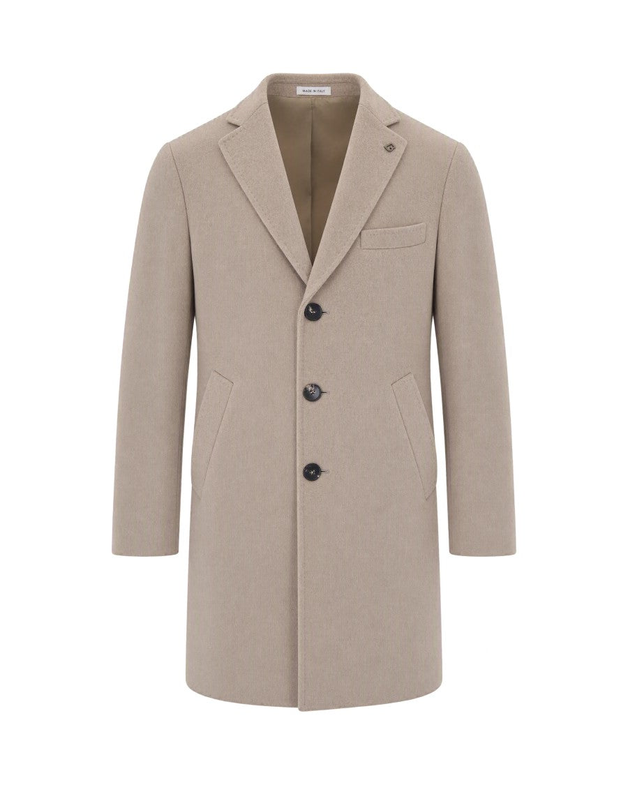 Breras Milano Beige Wool-Blend Coat