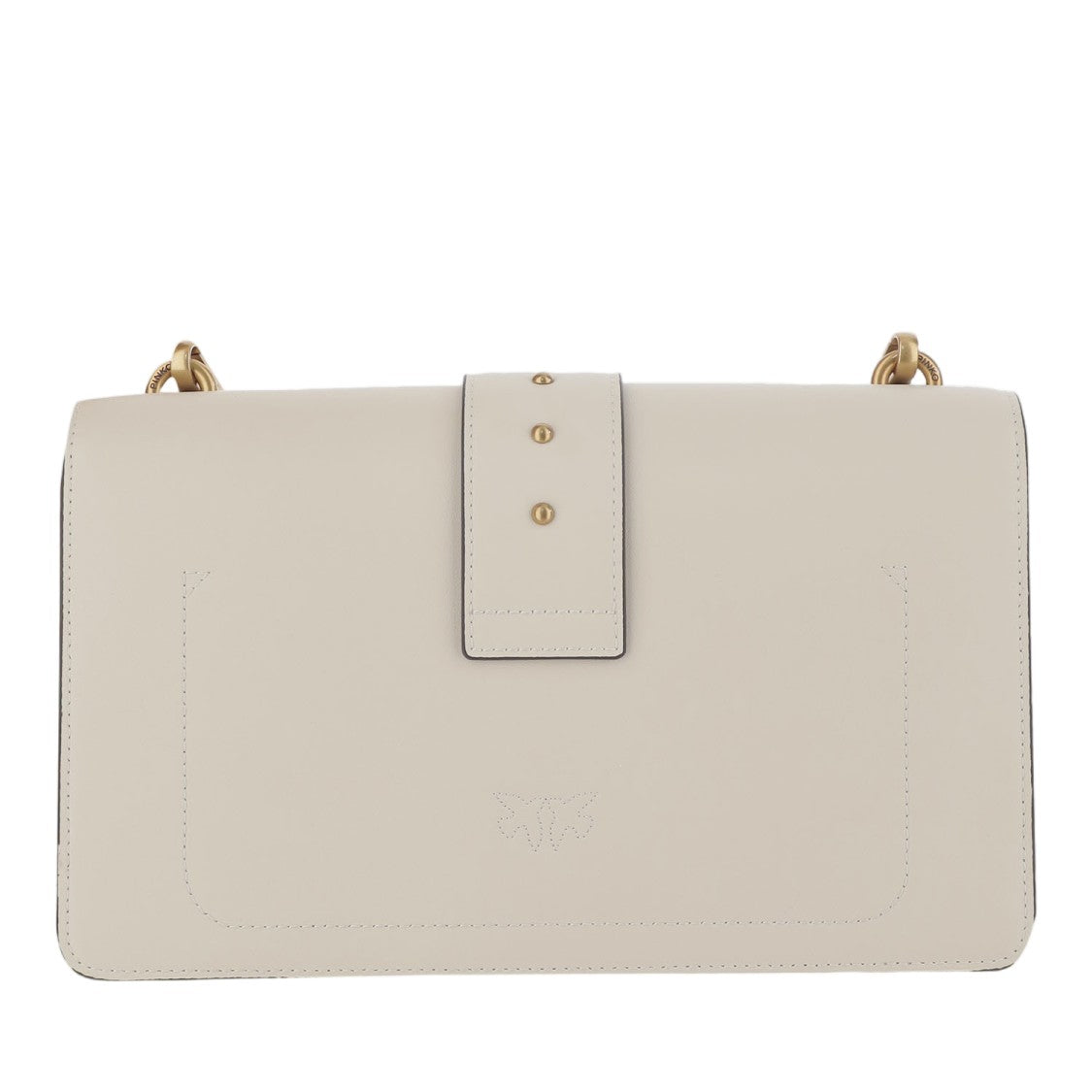 Pinko White Love One Classic Leather Shoulder Bag