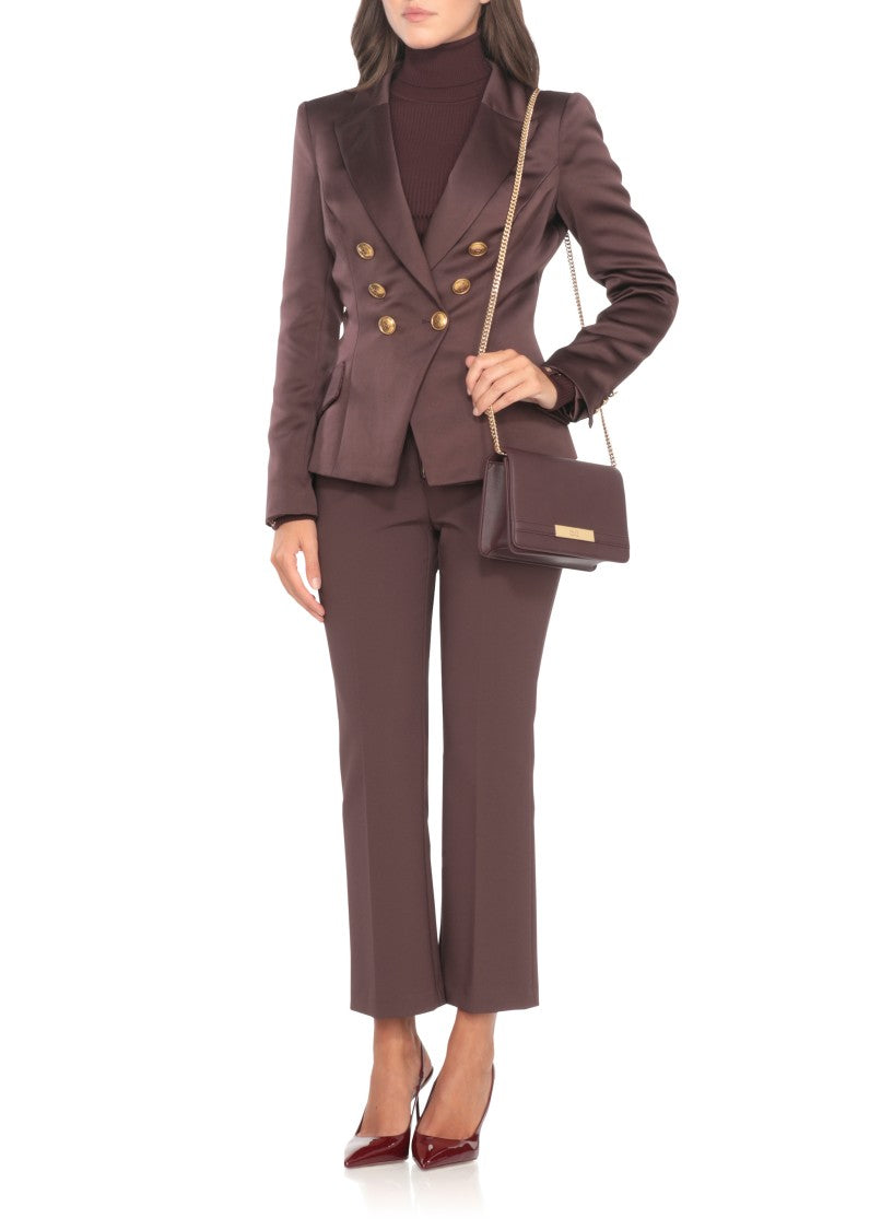 Elisabetta Franchi Straight-Leg Crepe Pants With Gold-Zip Detailing