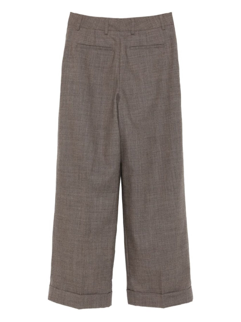 Soeur Cropped Wide-Leg Trousers With Textured Weave
