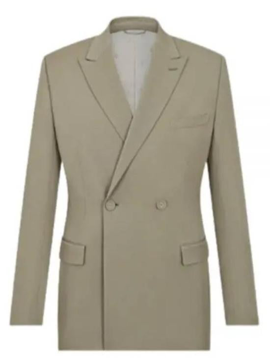 Christian Dior Double-Breasted Wool Coat With Wide Lapels And Flap Pockets