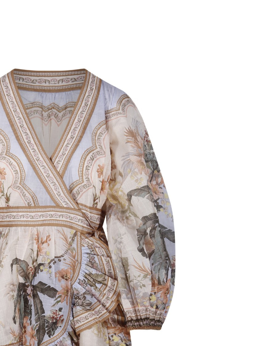Zimmermann Wylie Mini Wrap Frill Dress