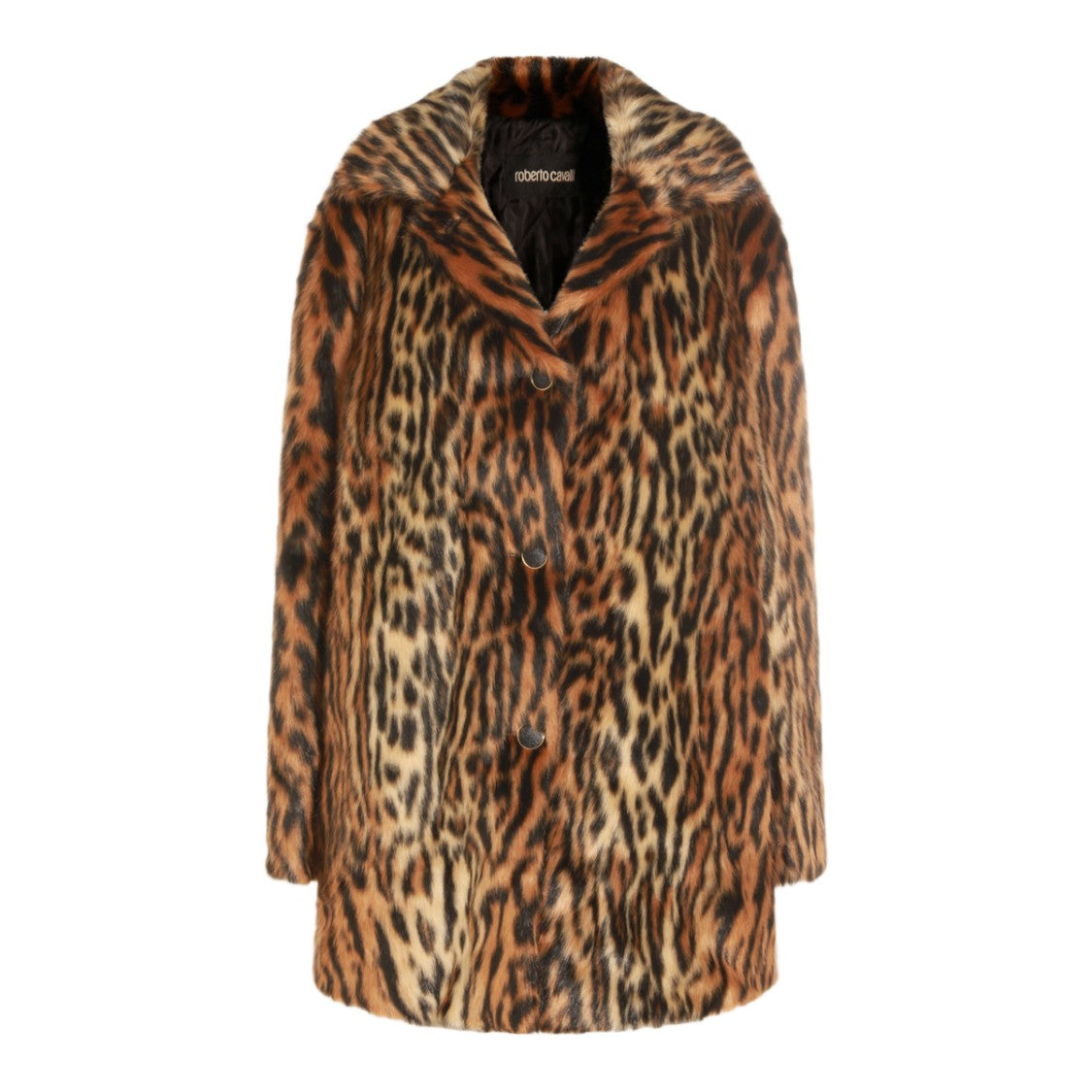 Roberto Cavalli Short Animal Print Coat With Classic Collar