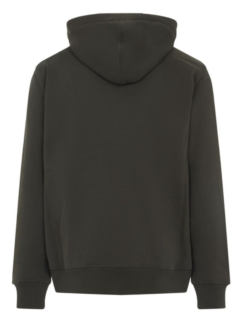 Givenchy Khaki Hooded Zip Front Embroidered Hoodies