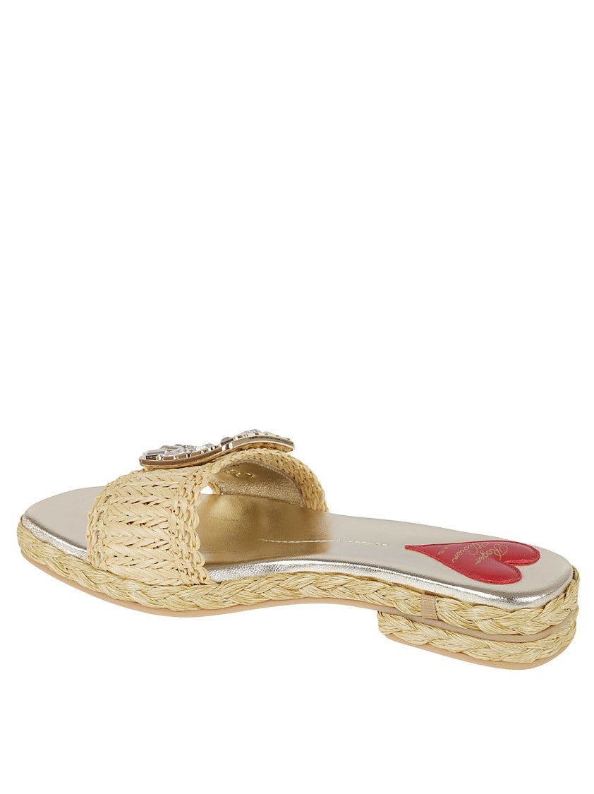 Roger Vivier Woven Sandals With Sparkling Buckle Detail