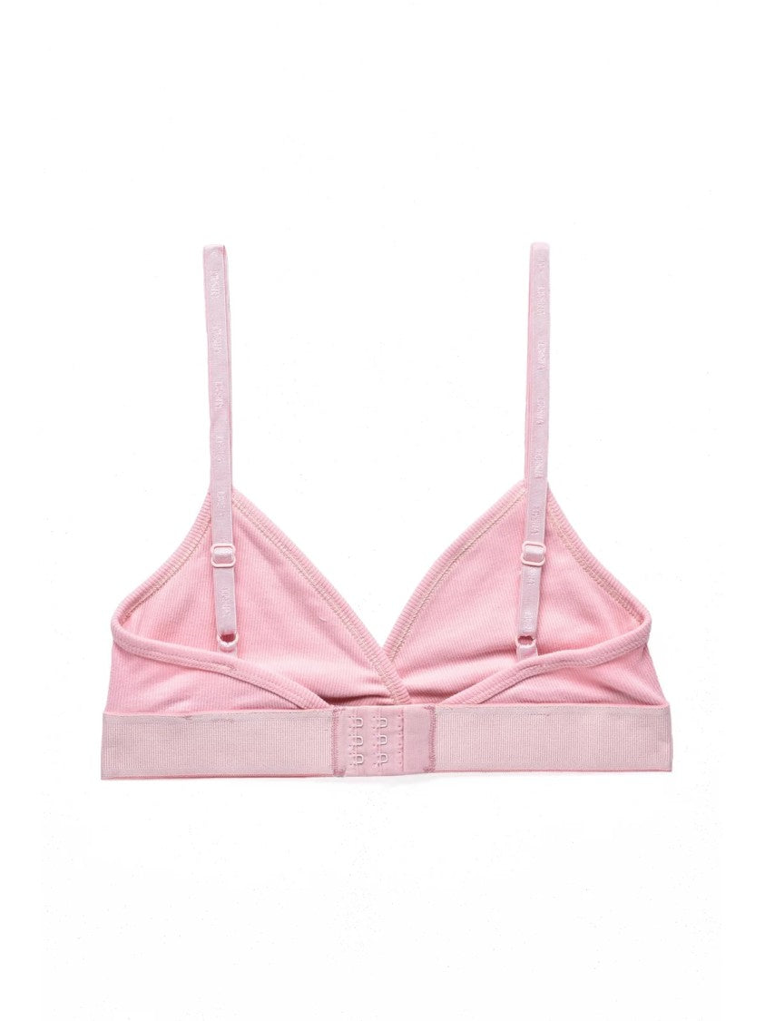 Versace Collection Ribbed Cotton-Elastane Blend Bra With Signature Logo Patch