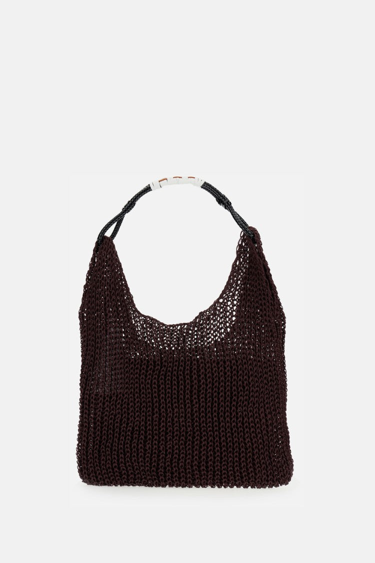 Plan C Brown Mesh Shopper Bag