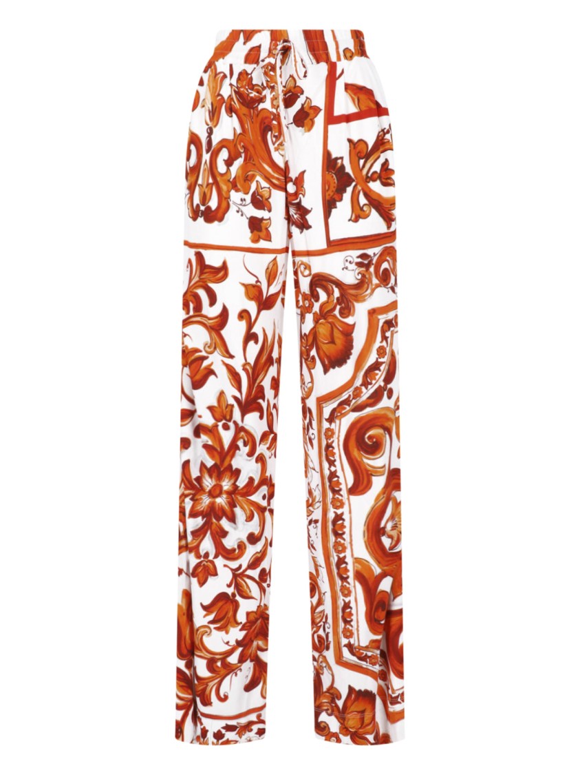 Dolce & Gabbana Multicolor Majolica Viscose Straight-Leg Pants