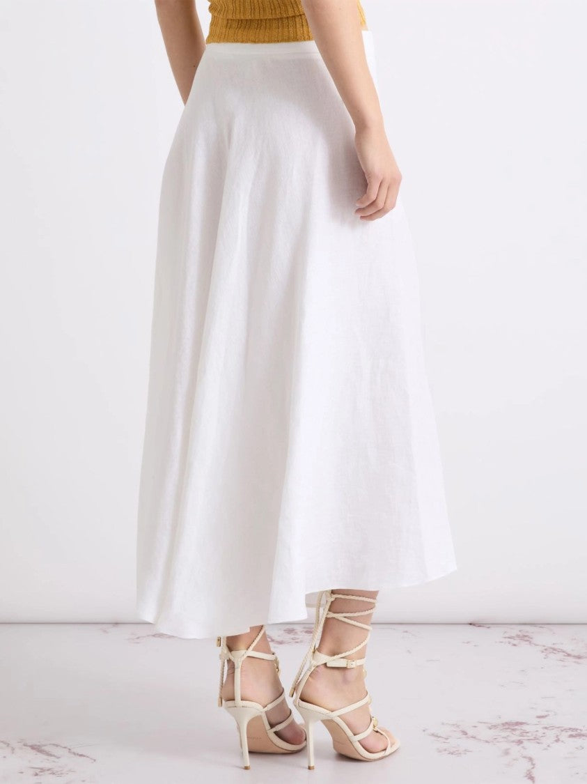 Marella Black Mllgiostra Flowing Midi Linen Skirt
