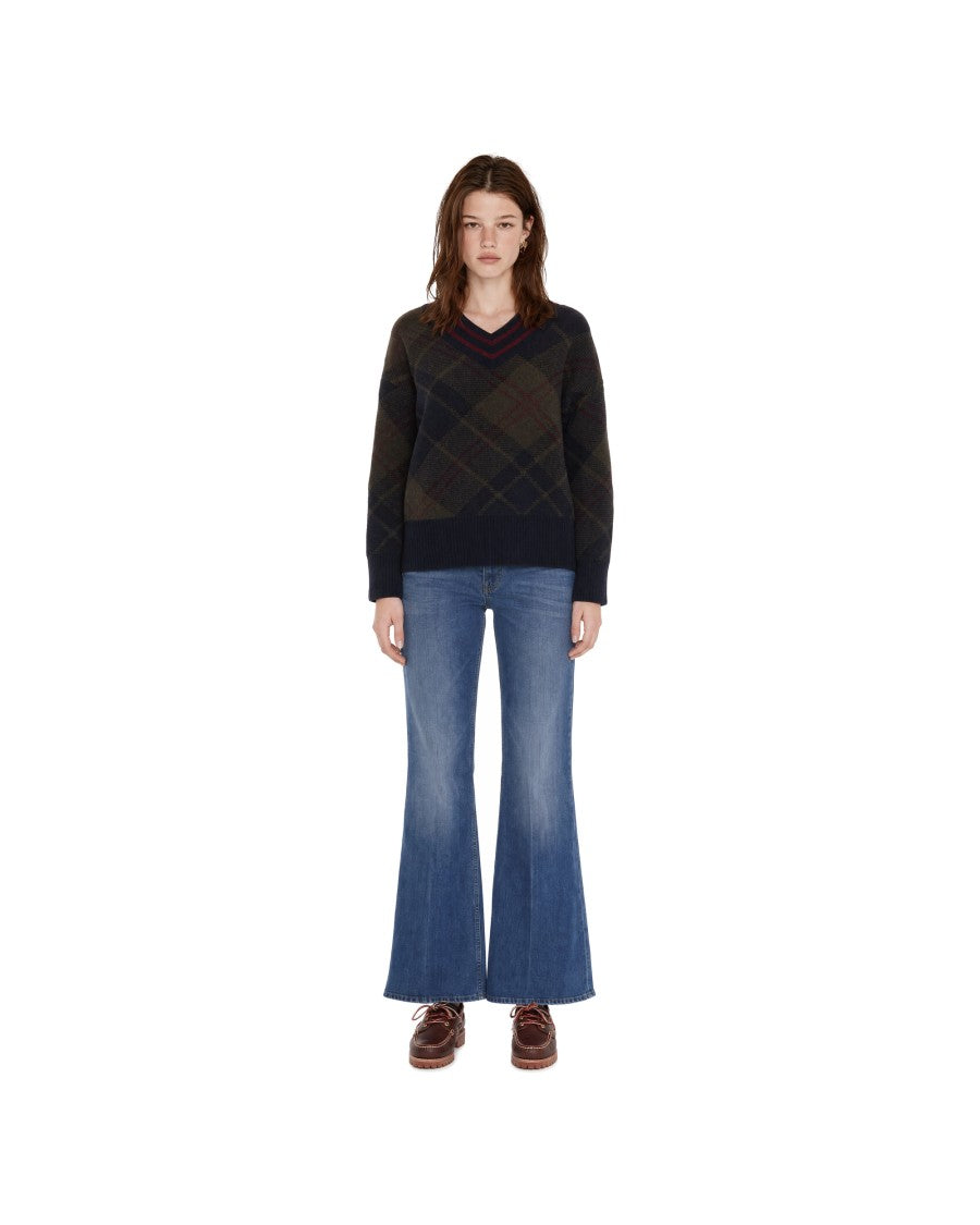 Barbour Tartan Jacquard V-Neck Wool Sweater