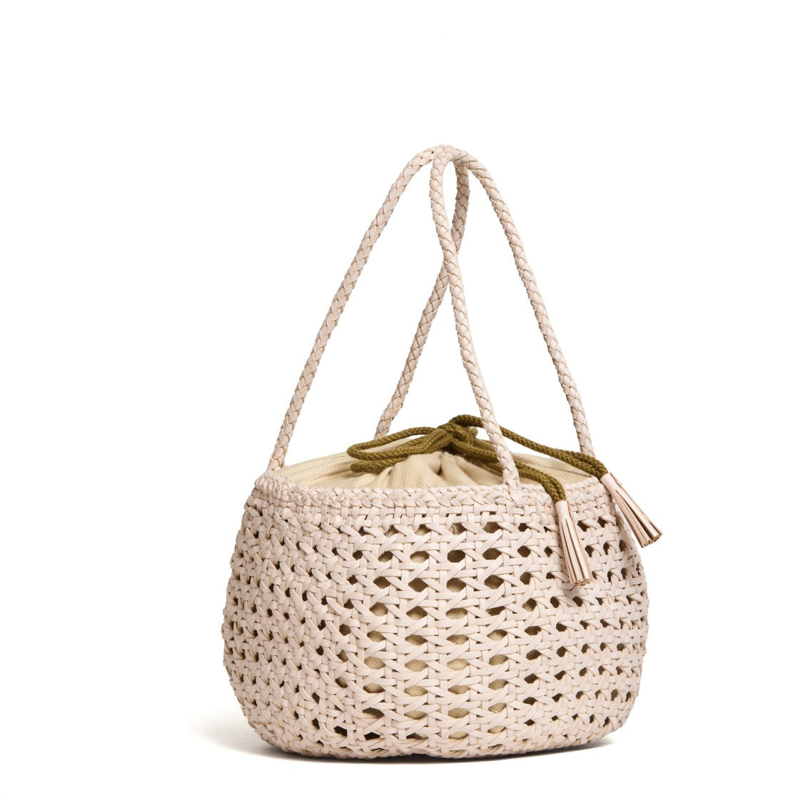 Dragon Diffusion Juventus Round Perforated Cotton Woven Handbag