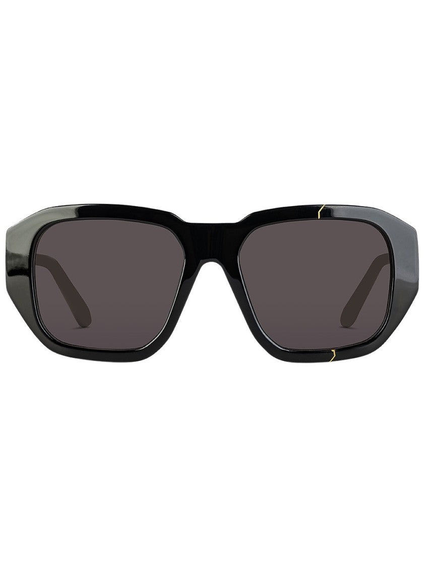 Face Hide Bold Black Sunglasses With Golden Kintsugi Accents