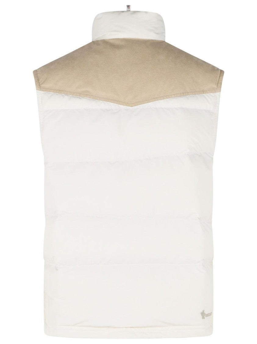 Moncler Grenoble 'Scais' White Polyester Feather Padded Vest