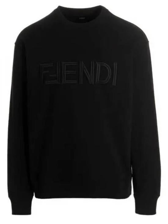 Fendi Long-Sleeve Crewneck Shirt With Embossed Logo