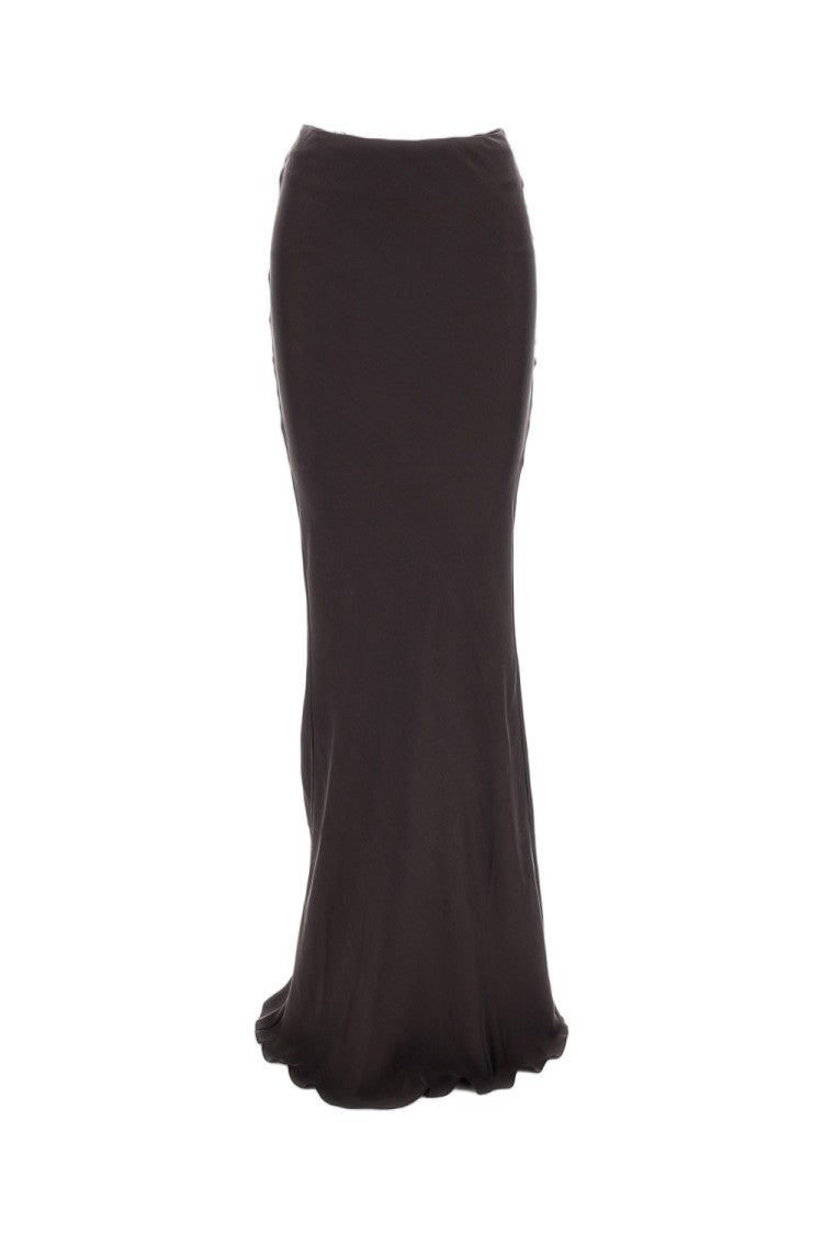 The Andamane Brown Satin Nemesia Mermaid Maxi Skirt