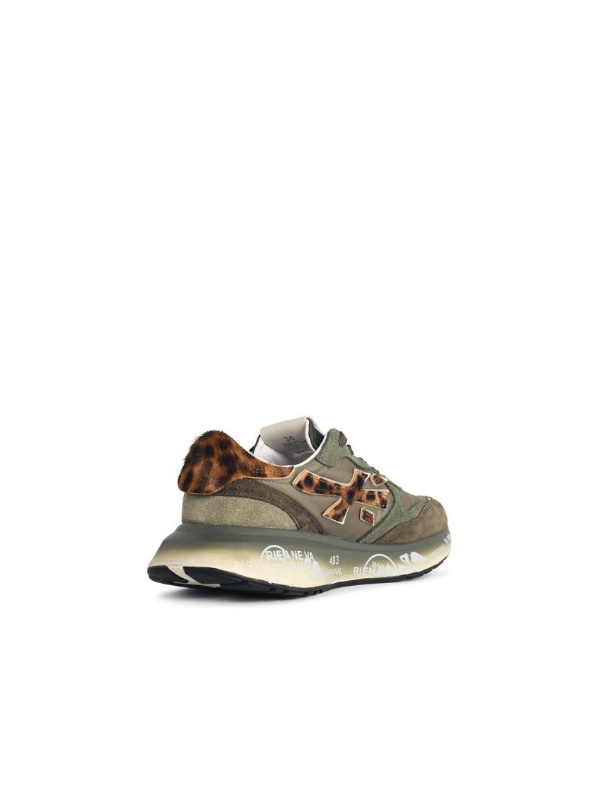 Premiata Lauryn' Sneakers In Suede And Green Fabric
