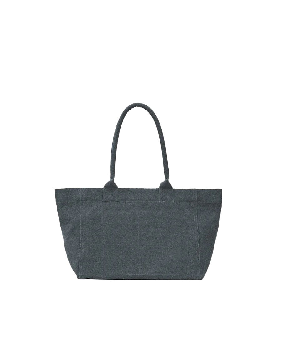 Isabel Marant Faded Grey Cotton Embroidered Logo Tote Bag