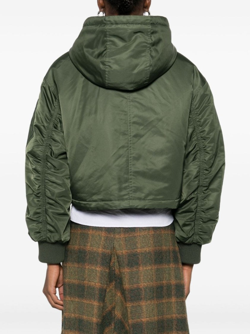 Stand Studio Boxy Green Cropped Jacket With Hood
