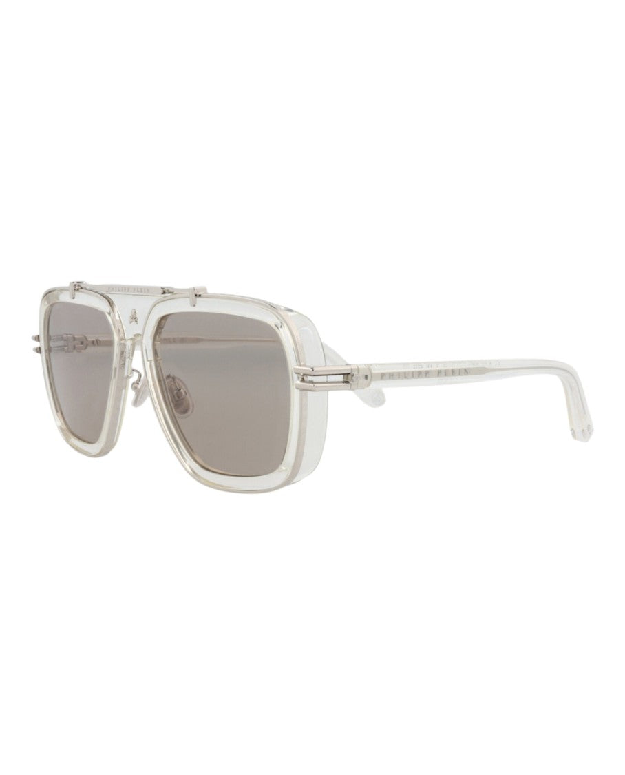 Philipp Plein Aviator-Frame Metal Sunglasses With Cutout Accents