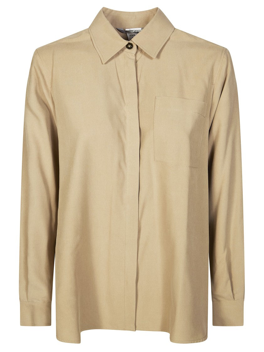 Max Mara Siamese Minimalist Silk Chest Pocket Shirt