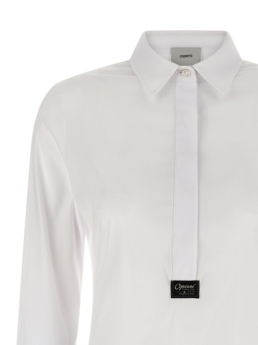 Coperni Shirt-Style Bodysuit With Logo Patch And Concealed Closure