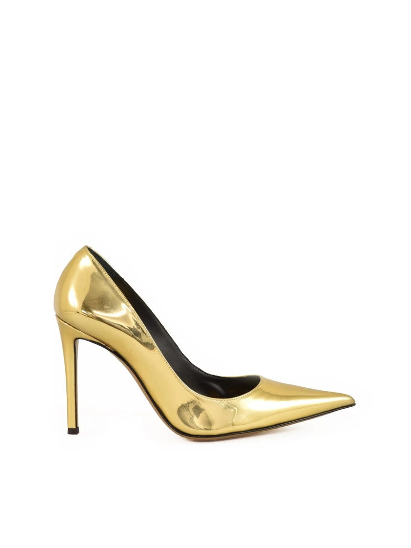 Alexandre Vauthier Gold Patent Leather Pointed-Toe Pumps