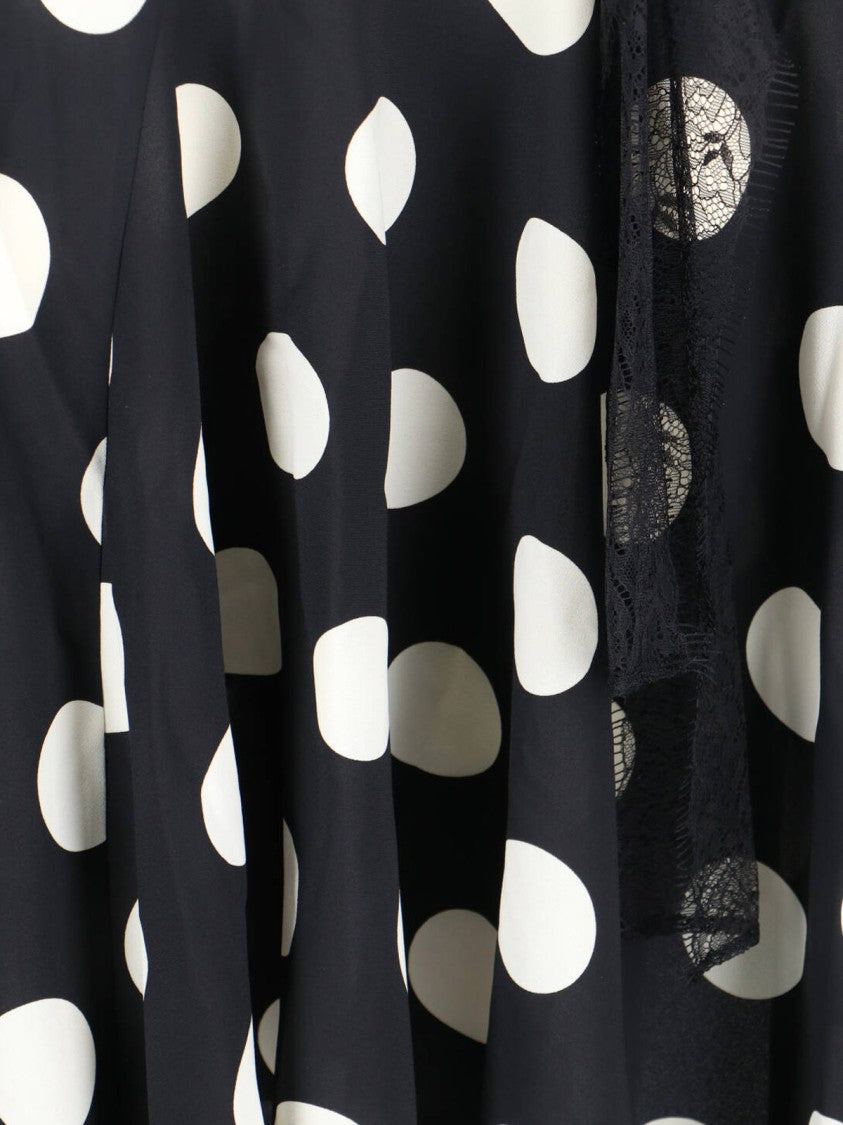 Junya Watanabe Black Polka Dot Asymmetrical Midi Dress