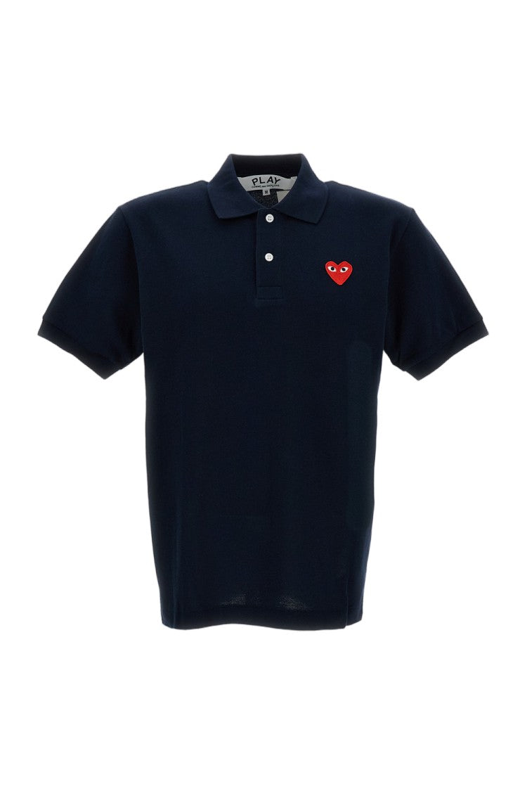 Comme Des Garçons Piqué Fabric Polo Shirt With Iconic Heart Logo