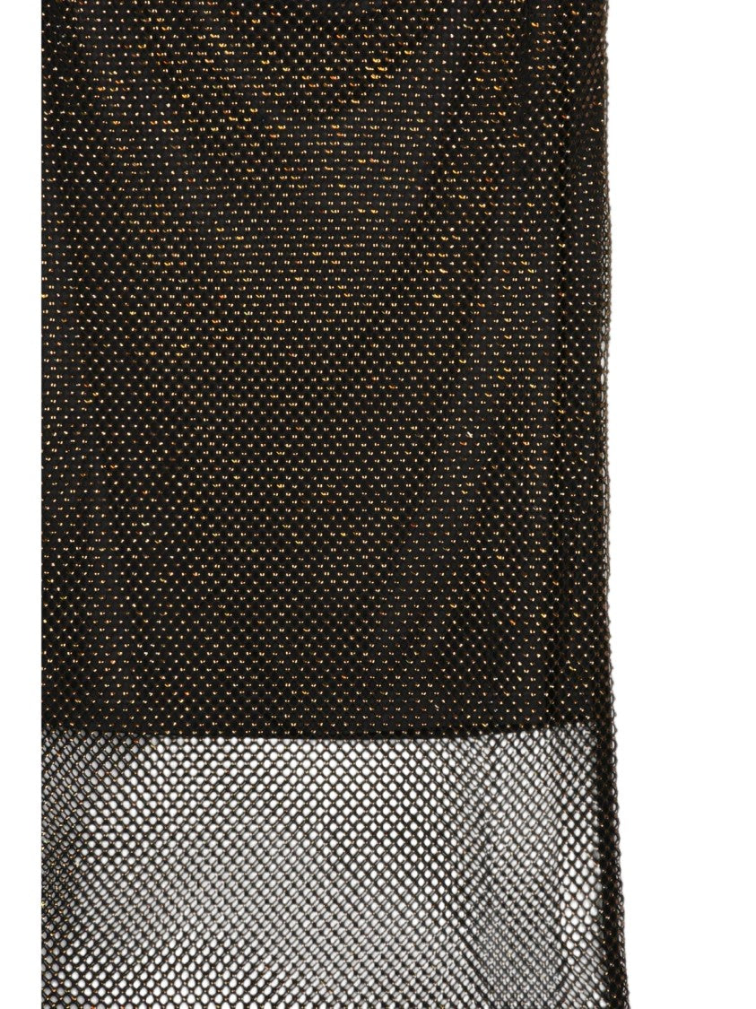 Sportmax Longuette Skirt With Black Net Overlay And Bronze Shimmer