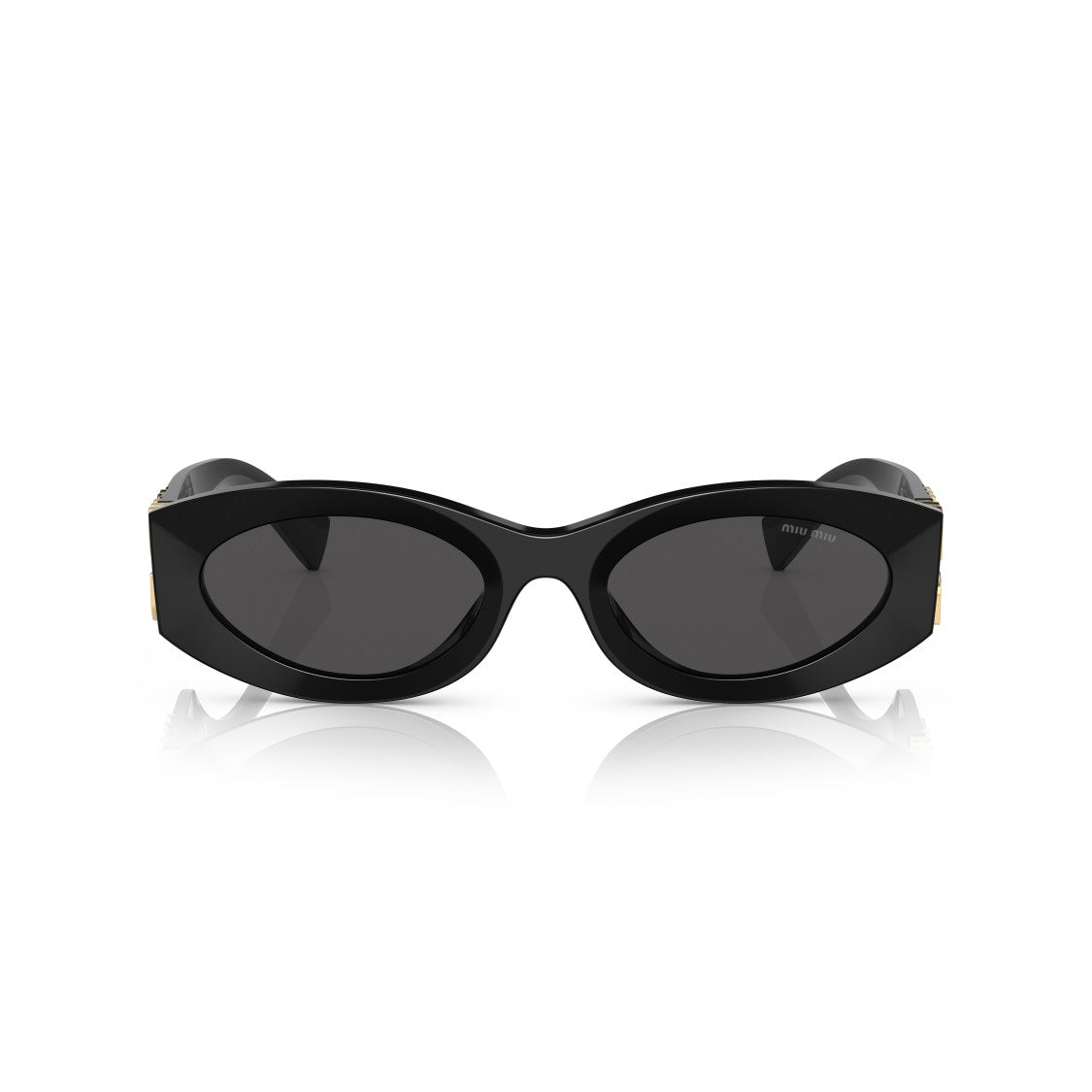 Miu Miu 0Mu 11Ws Elongated Oval Black Acetate Sunglasses