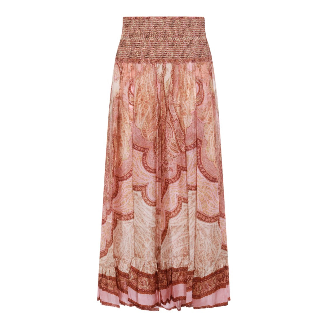 Zimmermann Midi Skirt With Smocked Waistband