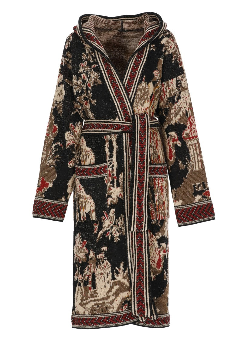 Etro Mid-Length Hooded Cardigan With Fantasy Pattern