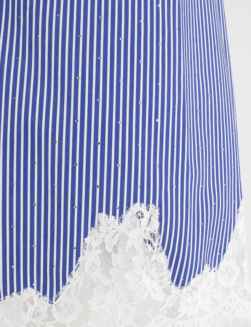 Ermanno Firenze Button-Up Dress With Embroidery And Lace Inserts