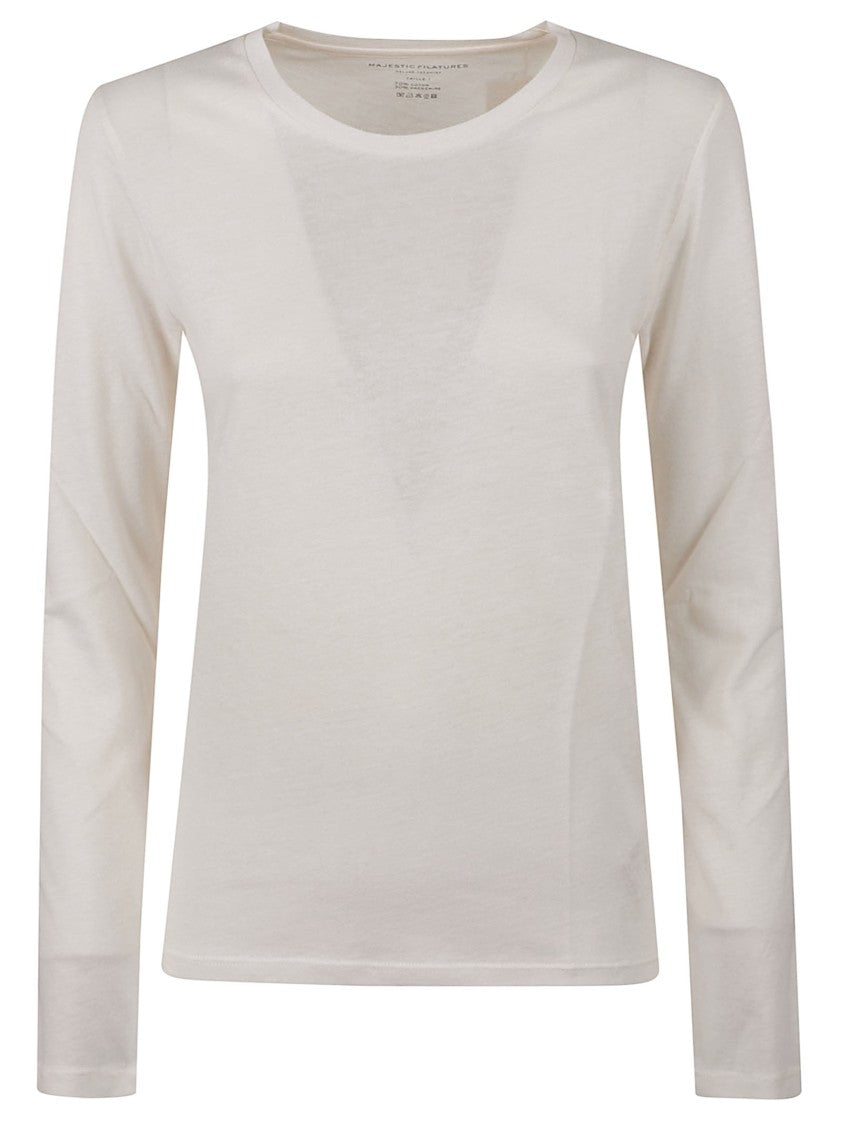 Majestic Filatures Fitted Long-Sleeved Crew Neck Top By Majestic Filatures