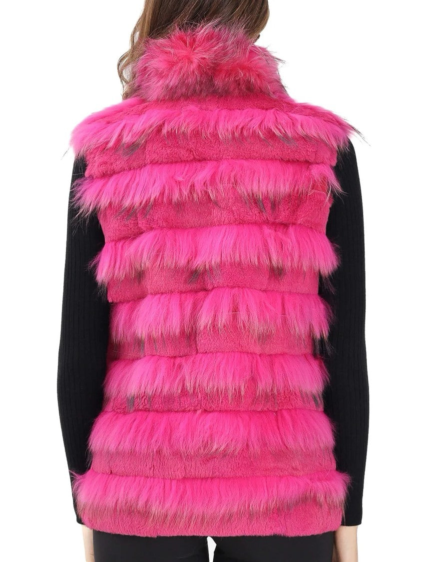 Mehran Fuchsia Rabbit Fur Vest