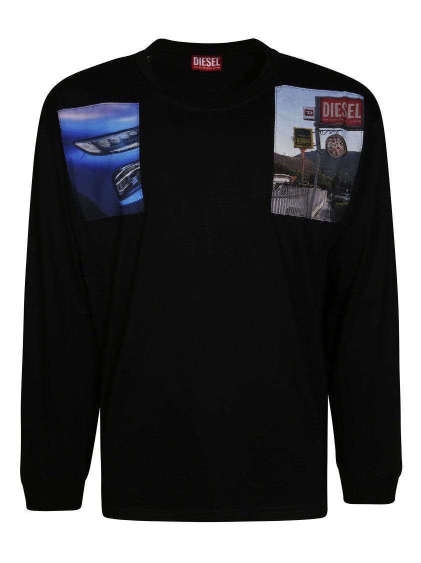 Diesel Long-Sleeved Graphic T-Shirt With Relaxed Fit