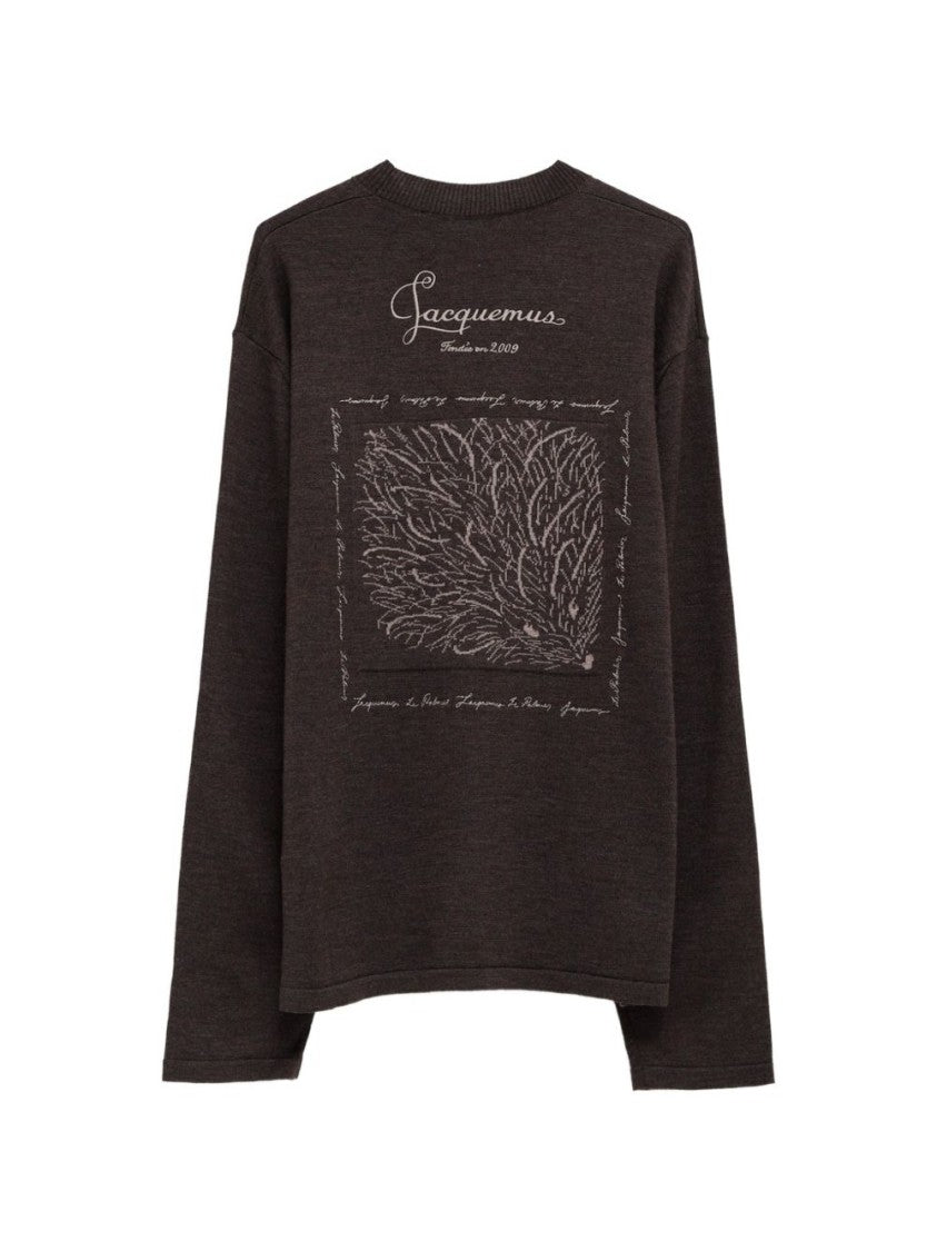 Jacquemus Brown Relaxed-Fit Embroidered Sweater