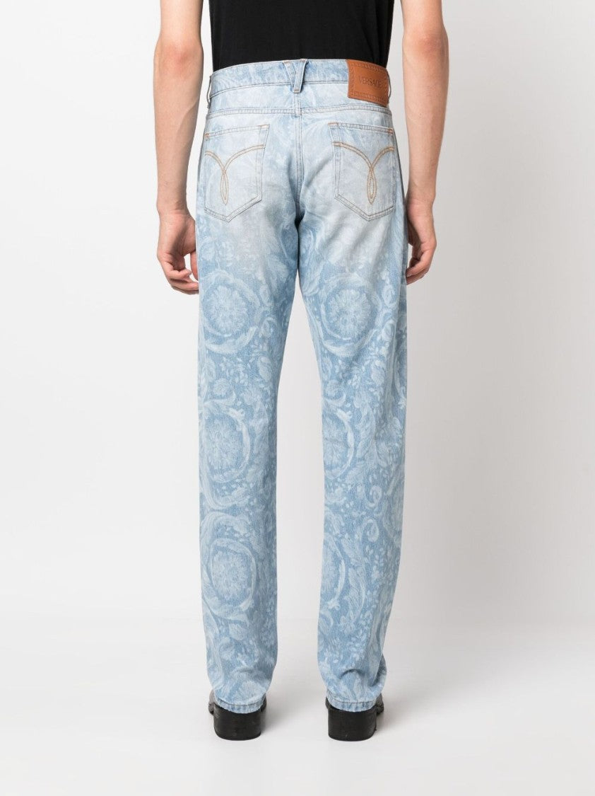 Versace Logo-Print Jeans With Classic Five-Pocket Design