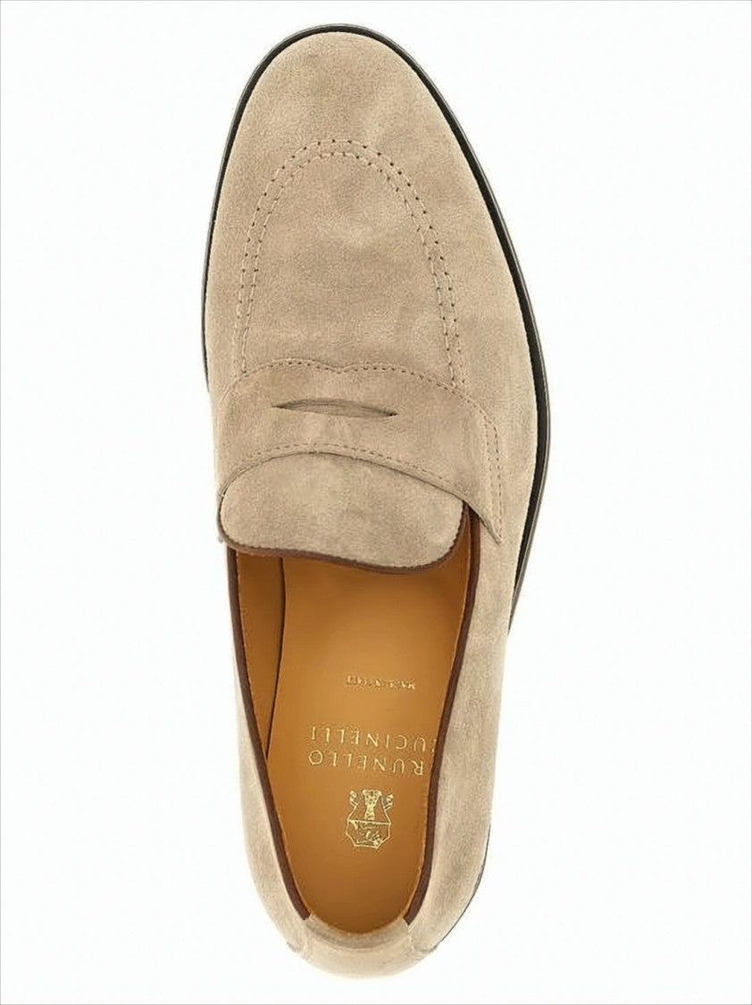 Brunello Cucinelli Soft Suede Loafers With Classic Penny Strap