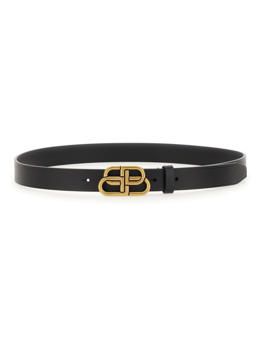 Balenciaga Bb Thin Double B Buckle Leather Belt