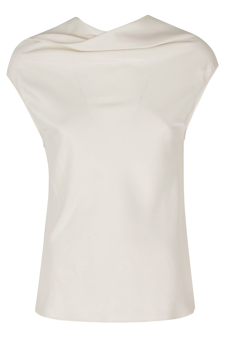 Alberta Ferretti Ivory Cowl Neck Viscose Top